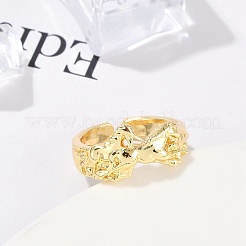 女性用ラックメッキ真鍮カフリング  長持ちメッキ  カドミウムフリー＆鉛フリー  18KGP本金メッキ  10mm  調整可能&nbsp;RJEW-M028-61G