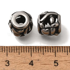 304ステンレススチールヨーロピアンビーズ  大穴ビーズ  ロンデル  アンティークシルバー  10x9.5mm  穴：4mm&nbsp;STAS-D191-05H-AS