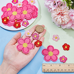 100個 4色ポリエステル刺繍糸アイロン接着/縫い付けパッチ  布のアップリケ  花  ミックスカラー  21~51x23~52x1~1.5mm  25個/カラー&nbsp;PATC-AR0001-19