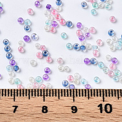 ガラスラウンドシードビーズ  丸い穴  混合スタイル  カラフル  2~2.5x1.5~2mm  穴：0.8mm  約450g /ポンド&nbsp;SEED-S057-R-001