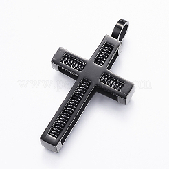304ステンレスペンダント  クロス  ガンメタ色  48.5x27x8mm  穴：6mm&nbsp;X-STAS-H329-43-A-B