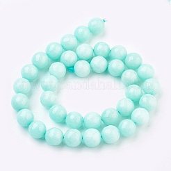 天然石マレーシアジェイドビーズ連売り  染め  多面カット  ラウンド  アクアマリン  6mm  穴：1mm  約66個/連  14.9インチ&nbsp;X-G-K288-6mm-13