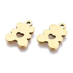 ステンレススチールチャーム201個  レーザーカットペンダント  ハートで耐える  ゴールドカラー  12.5x9x1mm  穴：1.2mm&nbsp;STAS-S110-095G