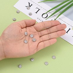花弁のない半円形/ドーム真鍮マイクロパヴェキュービックジルコニアビーズキャップ  プラチナ  8x3mm  穴：1mm&nbsp;X-ZIRC-D062-P