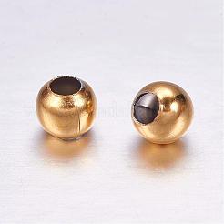 イオンプレーティング（IP）304ステンレスビーズ  ラウンド  18KGP本金メッキ  4x3.5mm  穴：1.5mm&nbsp;STAS-F117-31G-4mm