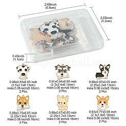 12本6スタイルアロイペンダント  エナメル  犬チャーム  ミックスカラー  21~25x17~24x1.3~1.4mm  穴：1.6mm  2個/スタイル&nbsp;ENAM-FS0001-81