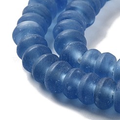 手作りのネパールランプワークビーズ  艶消し  ロンデル  スチールブルー  9~9.5x4.5~5mm  穴：1.8mm  約133個/連  25.20''（64センチメートル）&nbsp;LAMP-Z008-10C