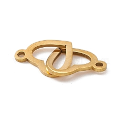 304ステンレススチールコネクタチャーム  ダブルハートリンク  ゴールドカラー  12x20x1mm  穴：1.6mm&nbsp;STAS-E179-09G