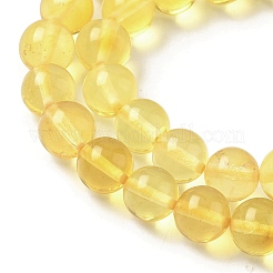 天然琥珀ビーズ連売り  ラウンド  5mm  穴：0.5mm  約71個/連  14.17インチ（36cm）&nbsp;G-L095-B01-5mm-01