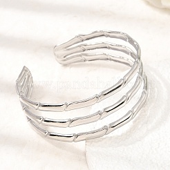 21mm 304ステンレススチール製 3連カフバングル（女性用）  変色なし  ステンレス鋼色  内径：2.05インチ（5.2cm）&nbsp;SA-CBAB767-27P