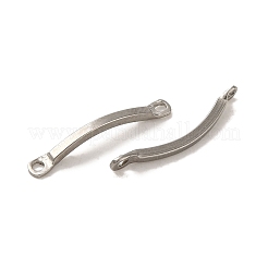 変色しない304ステンレススチールコネクタチャーム  湾曲バーリンク  ステンレス鋼色  15x2x2.5mm  穴：1mm&nbsp;STAS-Q323-11P