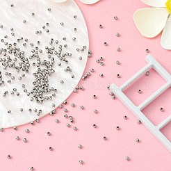 304ステンレススチール丸型シームビーズ  スペーサービーズ  ジュエリークラフト作り用  ステンレス鋼色  2x2mm  穴：0.8mm&nbsp;STAS-YW0001-84