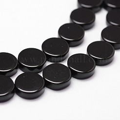 ナチュラルブラックオニキスビーズ連売り  グレードA  染め＆加熱  フラットラウンド  14x4mm  穴：1mm  約28個/連  15.16インチ〜15.35インチ&nbsp;G-P161-34-14x4mm