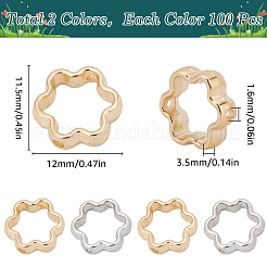 2色 CCB プラスチックビーズフレーム  プラチナ·ゴールデン  12x11.5x3.5mm  穴：1.6mm  100個/カラー&nbsp;CCB-SC0001-20