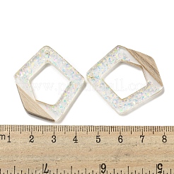 ウッドペンダント  樹脂と金箔  ポリゴン  クリアAB  36x33x4mm  穴：2mm&nbsp;FIND-B042-10B