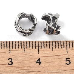 316サージカルステンレススチールヨーロピアンビーズ  大穴ビーズ  中空柱  アンティークシルバー  7x5.5mm  穴：5mm&nbsp;STAS-P362-20AS