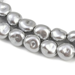 電気メッキガラスビーズ連売り  模造パール  ナゲット  銀  11~12x11~12x9~10mm  穴：1.2mm  約36個/連  15.94''（40.5センチメートル）&nbsp;GLAA-H039-02