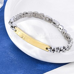 304ステンレススチールリンクチェーンブレスレット  女性用・男性用IDブレスレット  イオンプレーティング（ip）  ゴールデン·ステンレス鋼色  8-5/8x1/4インチ（21.8x0.6cm）&nbsp;BJEW-R018-21GP