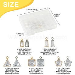 20個 10スタイル 真鍮パヴェクリアキュービックジルコニアチャーム  プラチナ＆ライトゴールド  9x3~7.5x1.5~3mm  穴：0.9~1.2mm  2個/スタイル&nbsp;ZIRC-FS0001-03