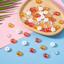 60個4色アクリルビーズ  ロンデル  大穴ビーズ  ミックスカラー  13~14.5x7.5~8.5mm  穴：4.7~6mm  15個/カラー&nbsp;SACR-TA0001-79