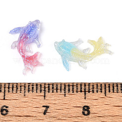 蓄光透明樹脂カボション  魚  グリッターパウダー付き  暗闇で光る  ミックスカラー  15x8x3.5mm&nbsp;RESI-N047-01