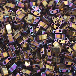 MIYUKIハーフティラビーズ  日本製シードビーズ  2の穴  （htl188)メタリックパープルゴールドアイリス  5x2.3x1.9mm  穴：0.8mm  約250PCS /ボトル  10 G /ボトル&nbsp;SEED-JP0008-HTL188