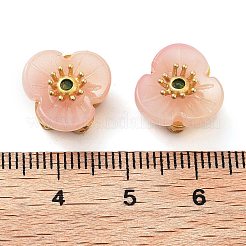 透明な真鍮ガラスビーズ  花  12.5x13x8.5mm  穴：1.7mm&nbsp;GLAA-S001-02