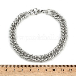 304ステンレススチールカーブチェーンブレスレット（女性・男性用）  タイスターリングシルバーメッキ  8-3/4インチ（22.3cm）&nbsp;BJEW-Z143-03P