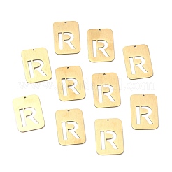 イオンプレーティング（IP）304ステンレスペンダント  アルファベットの長方形  中空  文字.r  32x22x1mm  穴：1.5mm&nbsp;STAS-K216-49R-G