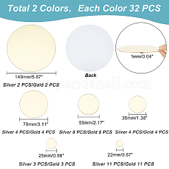2セット2色のアクリル粘着ミラーウォールステッカー  鏡のタイル  フラットラウンド  ミックスカラー  22~149mm  32個/セット  1セット/色&nbsp;DIY-PH0009-49