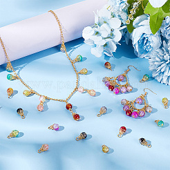 100色のクラックルガラスチャーム10個。  鉄パーツ  ラウンド  ゴールドカラー  15x8mm  穴：2.5mm  10個/カラー&nbsp;PALLOY-AB00223