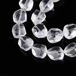 つや消しガラスビーズ連売り  天然石風  多面カット  ナゲット  透明  12x9.5x6.5mm  穴：0.9mm  約50個/連  23.23~23.62''（59~60センチメートル）&nbsp;GLAA-T023-30C