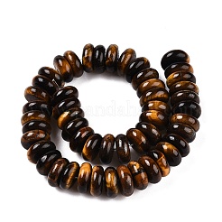 天然石タイガーアイビーズ連売り  ロンデル  10x4mm  穴：1mm  約50個/連  7.68~8.2''（19.5~20.5センチメートル）&nbsp;G-T138-62
