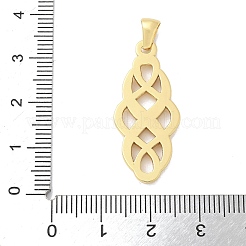 304ステンレスペンダント  結び目形チャーム  ゴールドカラー  31.5x14x2.5mm  穴：5.5x3.5mm&nbsp;STAS-H231-01G