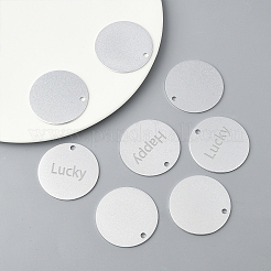 アルミペンダント  レーザーカットペンダント  フラットラウンド  空白タグのスタンプ  銀  47.5x1.5mm  穴：4mm  20個/箱&nbsp;ALUM-BC0001-46