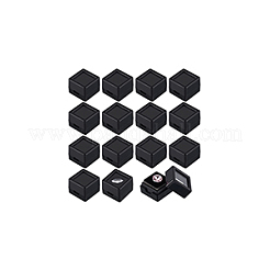 ABSプラスチックジュエリーギフトボックス70個  透明な窓とスポンジ付き  正方形  ブラック  2x2x1.6cm&nbsp;CON-WH0088-88A-02