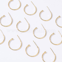真鍮ハーフフープピアス  スタッドピアス  長持ちメッキ  リング  18KGP本金メッキ  22x26x1.5mm  ピン：0.7mm  6のペア/箱&nbsp;EJEW-BC0001-03G