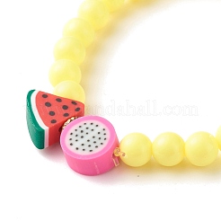 子供のための丸いビーズと手作りのポリマークレイフルーツストレッチブレスレット  ミックスカラー  内径：1-7/8インチ（4.8cm）&nbsp;BJEW-JB07583
