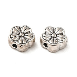 チベット風合金ビーズ  カドミウムフリー＆鉛フリー  花の形  アンティークシルバー  9x9x4mm  穴：1.5mm  約833個/1000g&nbsp;PALLOY-M217-13AS