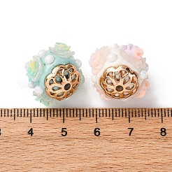 手作り樹脂インドネシアラウンドビーズ  合金パーツ  花の丸  ミックスカラー  20x17.5mm  穴：1.8mm&nbsp;IPDL-P005-01KCG-M