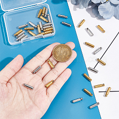 40個2色202ステンレススチールスティックピンエンドキャップ  ゴールデン·ステンレス鋼色  14x4mm  穴：1.2mmと0.8mm  20個/カラー&nbsp;STAS-UN0049-48