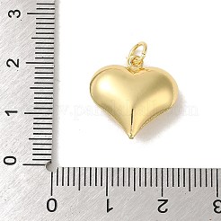 ラックメッキ真鍮チャーム  丸カン付き  長持ちする  鉛フリー＆カドミウムフリー  ハート  18KGP本金メッキ  17.5x16.5x6.5mm&nbsp;KK-S366-13G-02