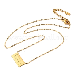 304ステンレススチール長方形、11：11ペンダントネックレス（女性用）  イオンプレーティング（ip）  18KGP本金メッキ  15.98インチ（40.6cm）&nbsp;NJEW-Z091-16G-02