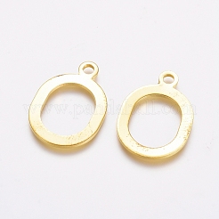 ラックメッキ真鍮チャーム  オーバル  ゴールドカラー  23x16x1mm  穴：2.5mm&nbsp;KK-D530-04G