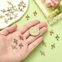 28スタイルのアクリルラインストーンペンダント7個。  合金パーツ  クロスチャーム  ミックスカラー  16.5x11~11.5x3mm  穴：1.5mm  4個/スタイル&nbsp;RB-CJ0001-05