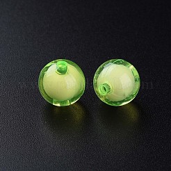 透明なアクリルビーズ  二層ビーズ  ラウンド  芝生の緑  11.5x11mm  穴：2mm  約520個/500g&nbsp;TACR-S152-16A-730