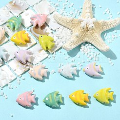 手作りの陶器ビーズ  光沢釉の磁器  混合色  魚  17~18x20.5~21.5x8~8.5mm  穴：2.5mm  7色  2個/カラー  14個/セット&nbsp;PORC-CJZ0001-02A