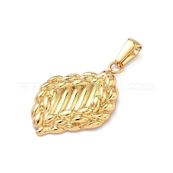304ステンレスペンダント  編み物の菱形のチャーム  ゴールドカラー  31x19x4mm  穴：7.5x3mm&nbsp;STAS-L309-19G