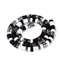 不透明および透明なガラスビーズの連  コラム  ブラック  6~6.5x3mm  穴：0.7~ 0.9mm  約115~117個/連  14.57~15.16インチ（37~38.5cm）&nbsp;GLAA-Q113-04A