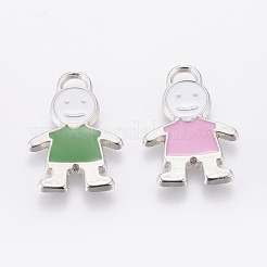 合金エナメルチャーム  鉛フリー及びカドミウムフリー  男の子  白金金属色  ミックスカラー  26x18x2mm  穴：2mm&nbsp;ENAM-P015-M